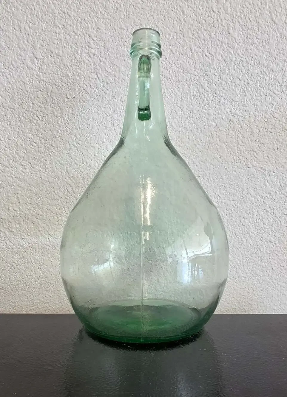 Vintage Green Glass Wine One Gallon Jug with Finger Loop